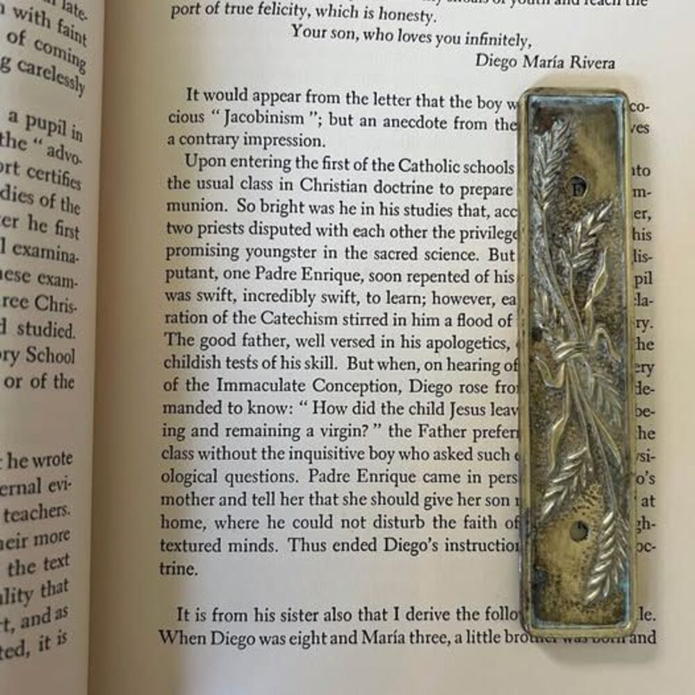 Vintage Brass Finger plate with Wheat Stalk Motif